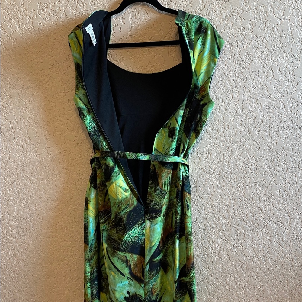Cache Green Fitted Cocktail Dress Size 14 w/ Belt - Picture 8 of 11